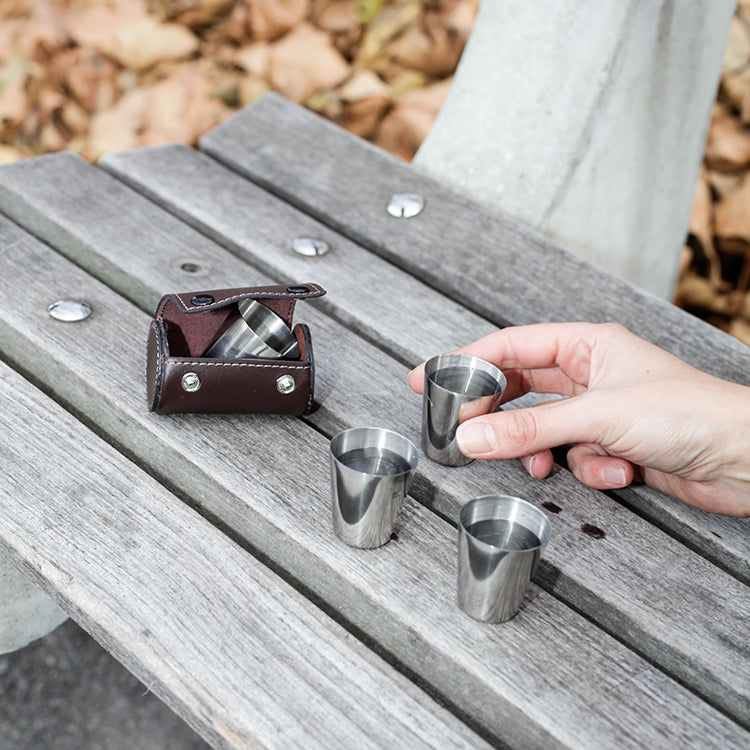 Shot Glasses With Leather Case