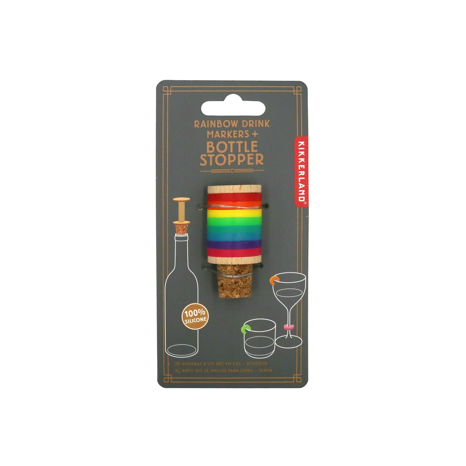 Rainbow Wine Rings + Stopper