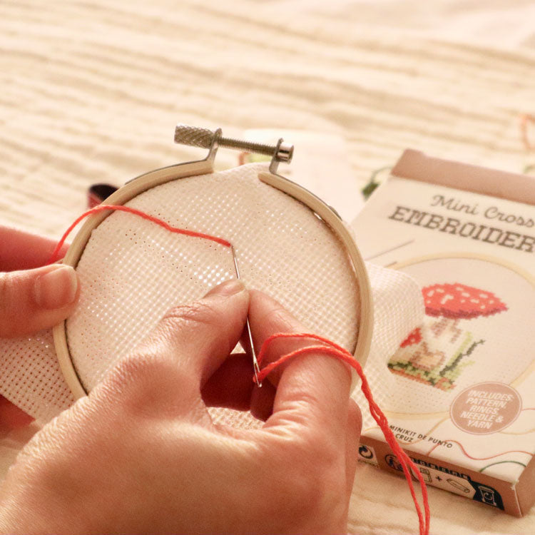 Mini Cross Stitch Embroidery Kit - Mushroom