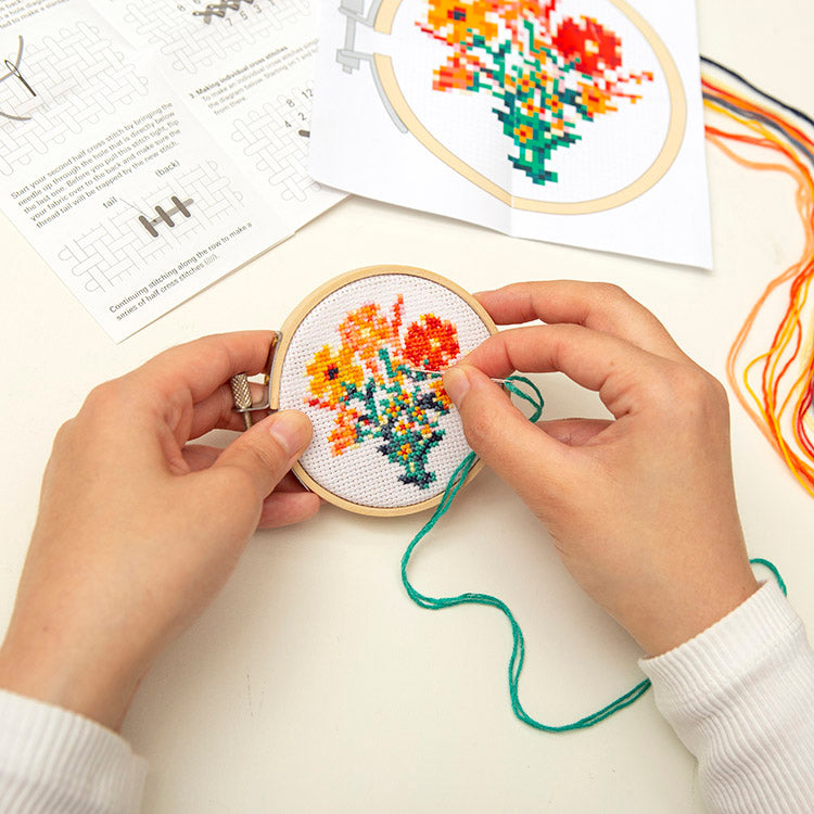 Mini Cross Stitch Embroidery Kit Flowers