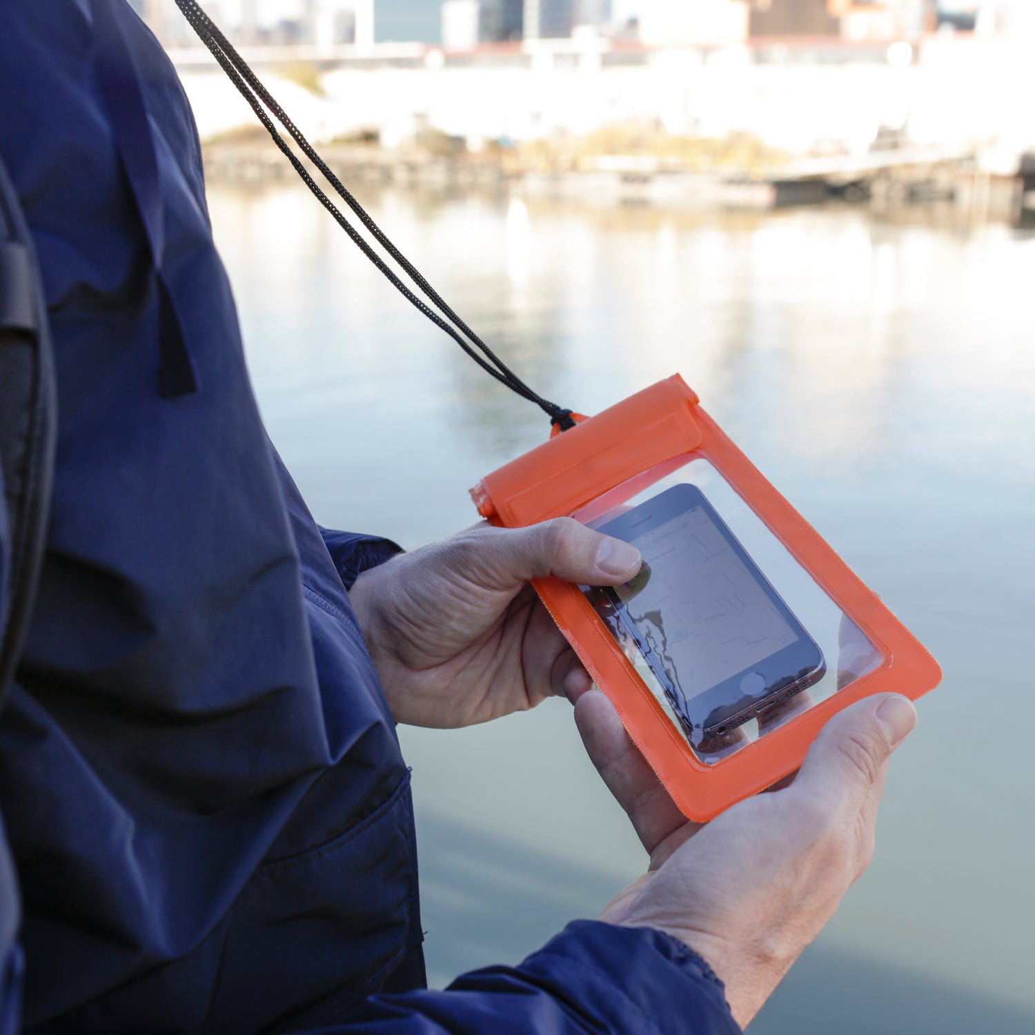 Orange Waterproof Phone Sleeve