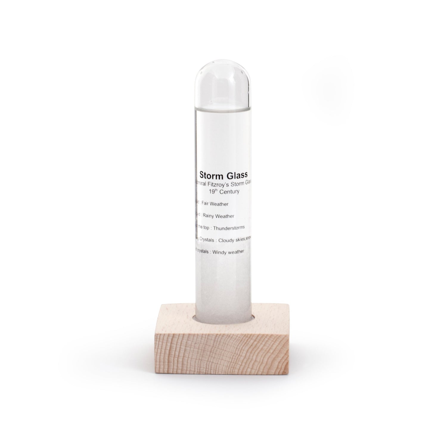 Storm Glass Barometer - Beechwood Base