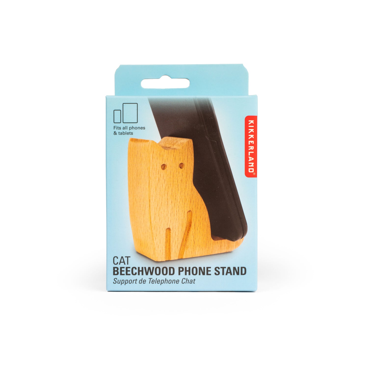 Cat Beechwood Phone Stand