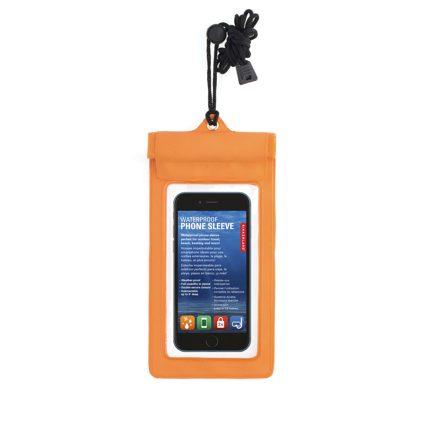 Manchon de téléphone imperméable à l'eau orange