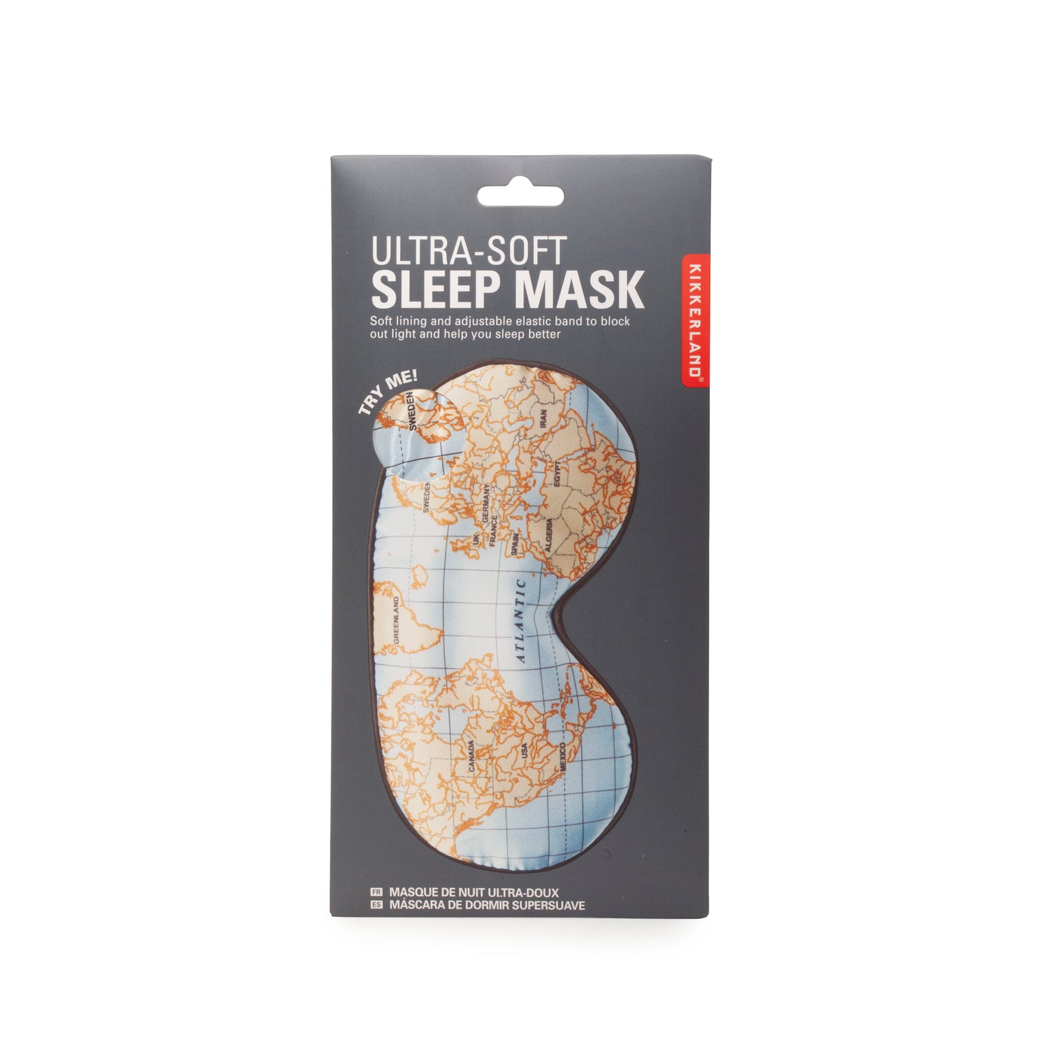 Kikkerland Ultra Soft Sleep Mask Maps