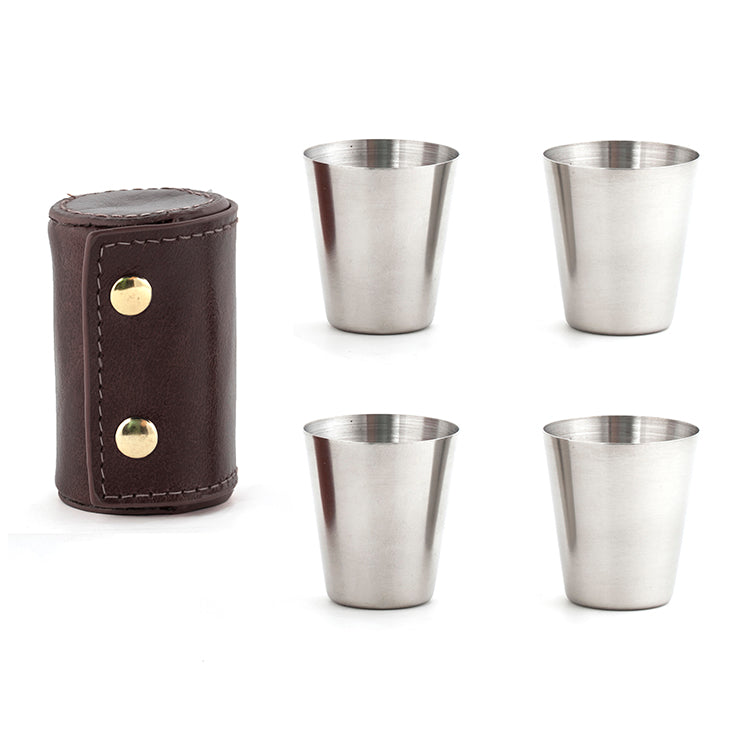 Shot Glasses With Leather Case