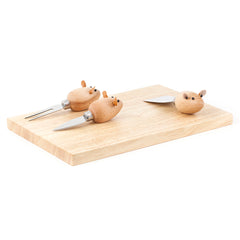 Cheese Board And 3 Mouse Knives