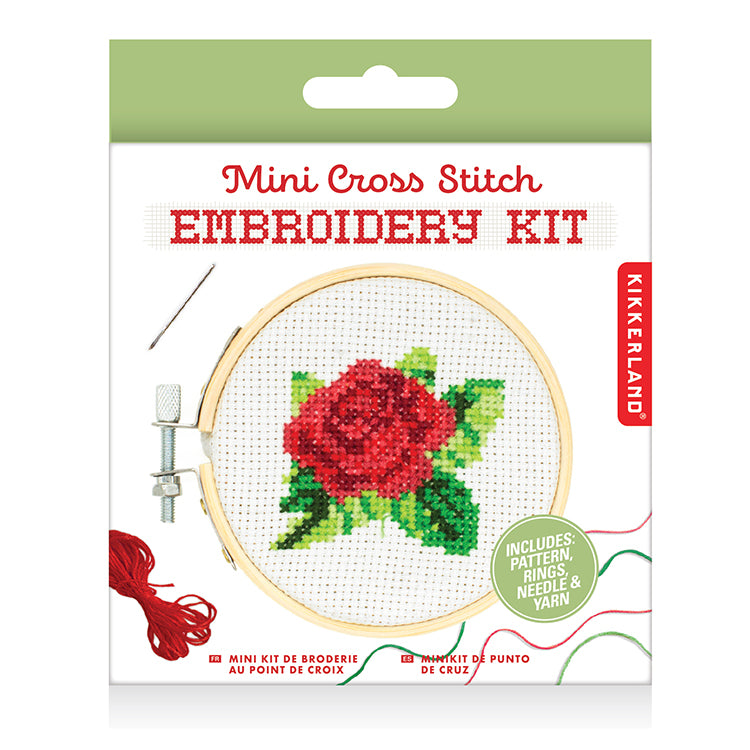 Mini Cross Stitch Embroidery Kit - Rose