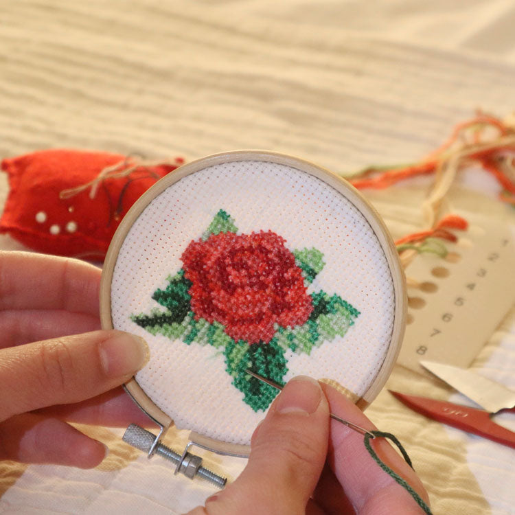 Mini Cross Stitch Embroidery Kit - Rose