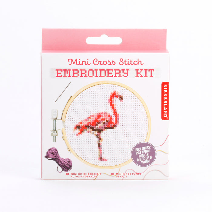 Mini Cross Stitch Embroidery Kit Flamingo
