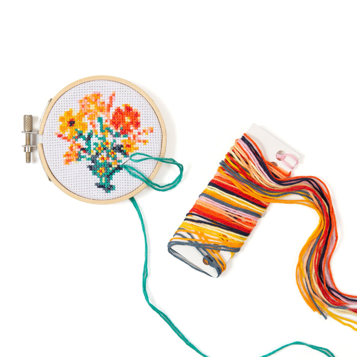 Mini Cross Stitch Embroidery Kit Flowers
