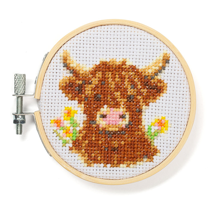 Highland Cow Mini Cross Embroidery