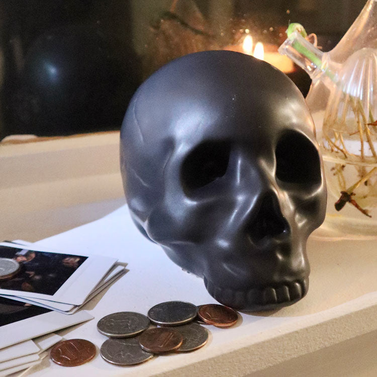 Ceramic Skull Coin Bank