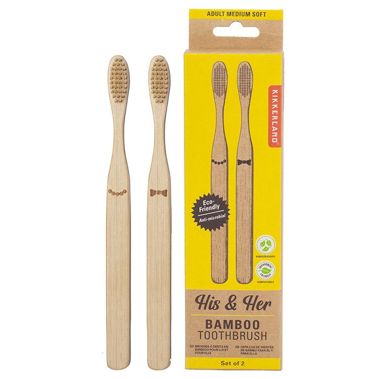 His & Her Bamboo Toothbrush Set