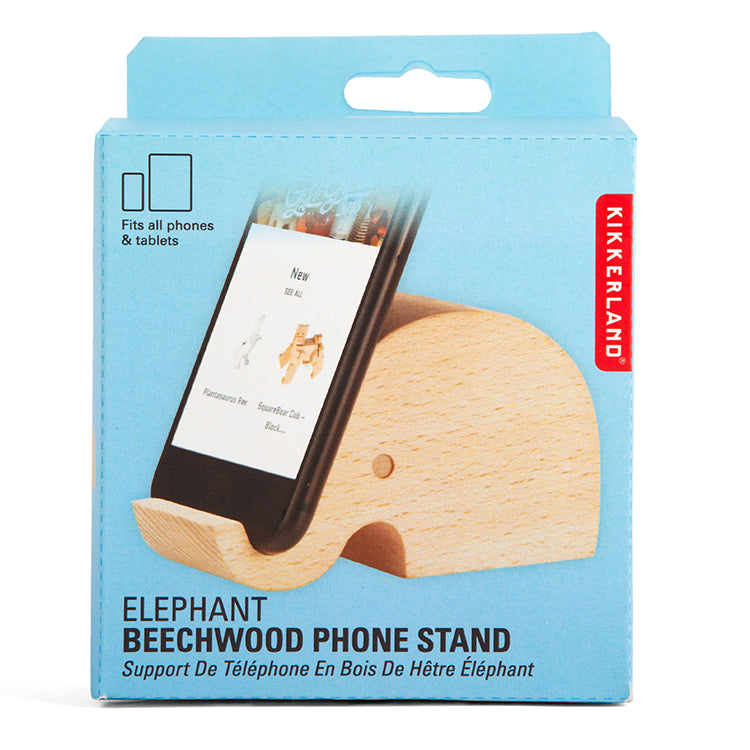 Elephant Beechwood Phone Stand