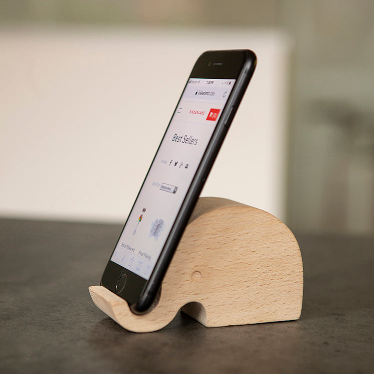 Elephant Beechwood Phone Stand