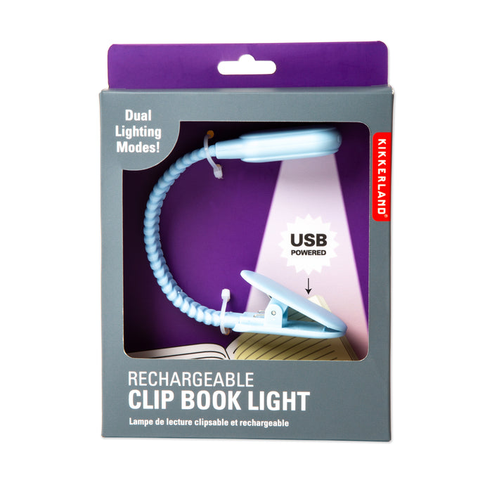 Rechargeable Clip Book Light Blue