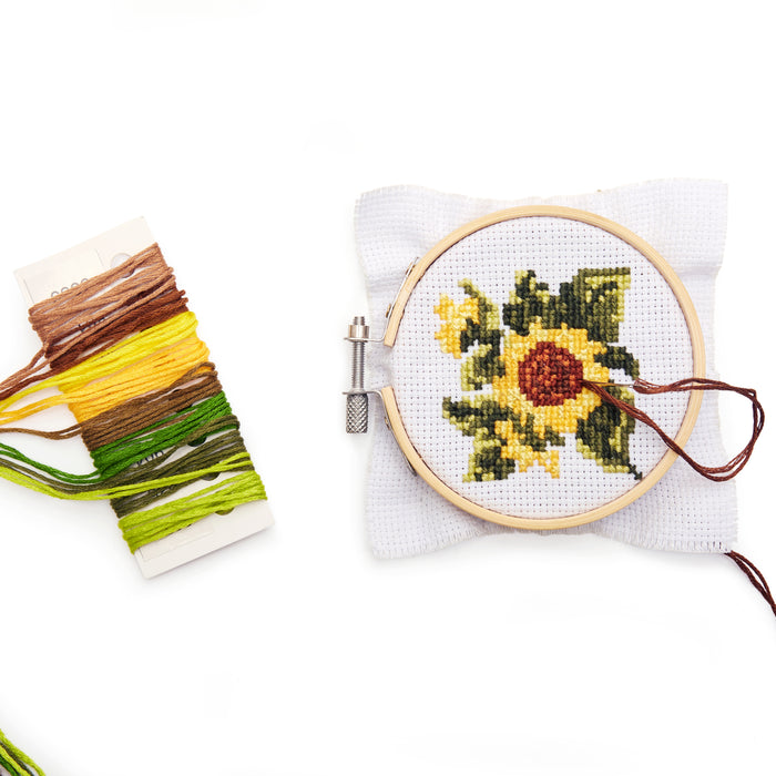 Mini Cross Stitch Embroidery Kit - Sunflower — Kikkerland B.V