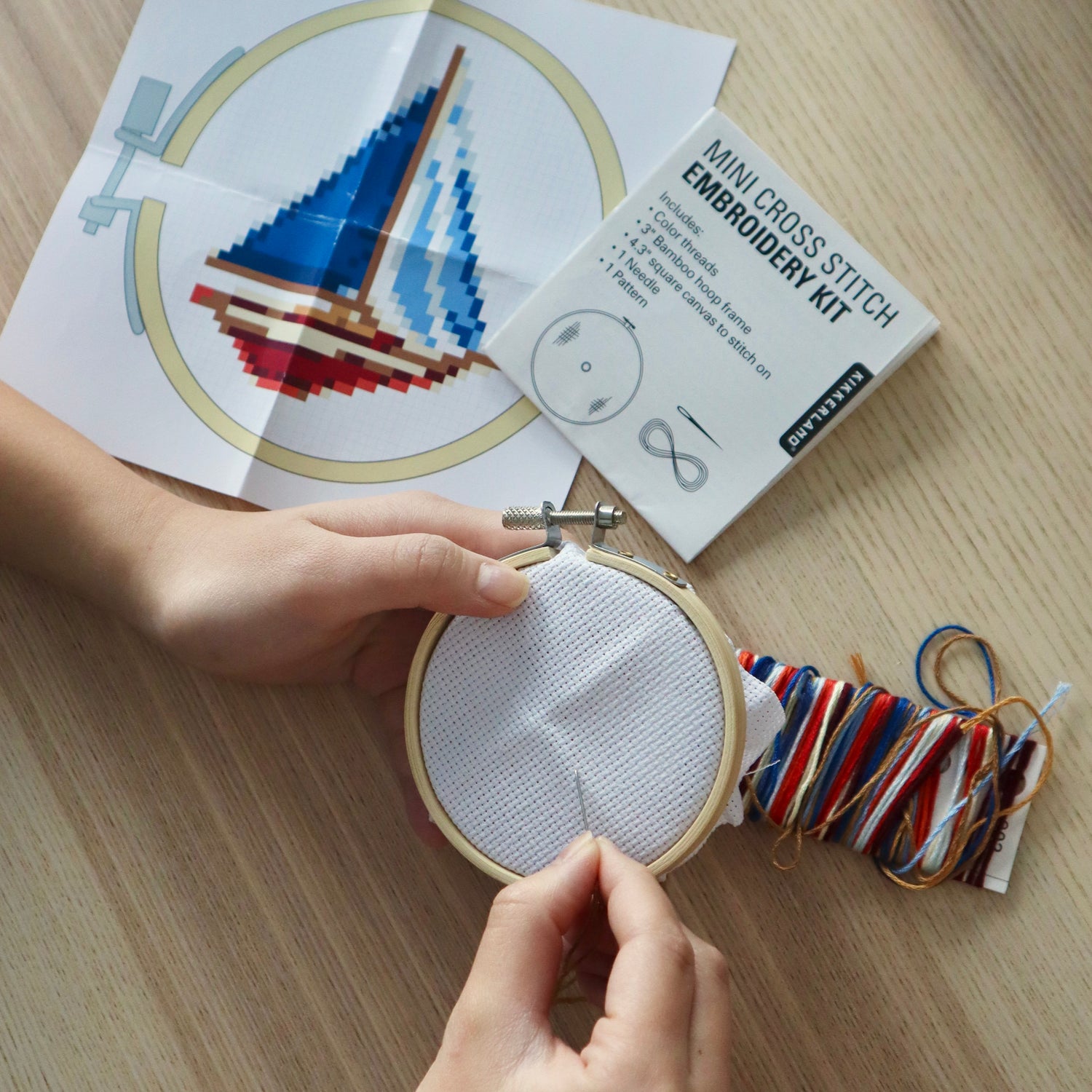 MiniCrossStitch Embroidery Sailboat