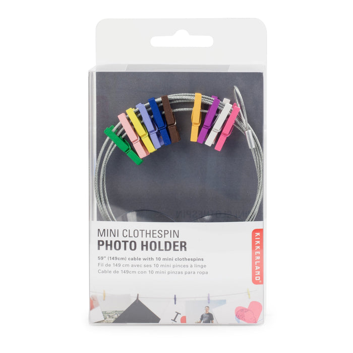 Photo Holder Wire With 10 Multicolor Mini Clothespins
