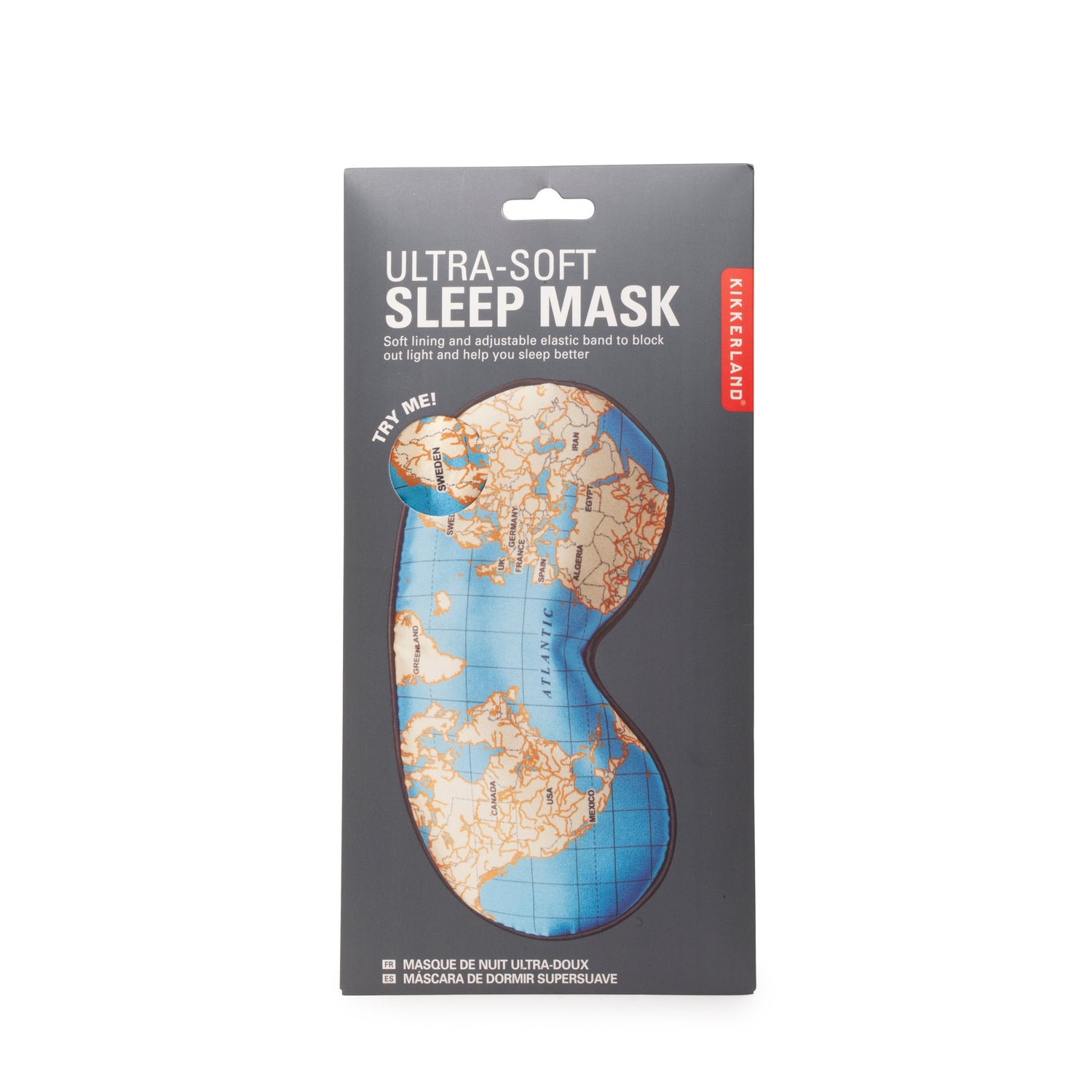 Kikkerland Ultra Soft Sleep Mask Maps
