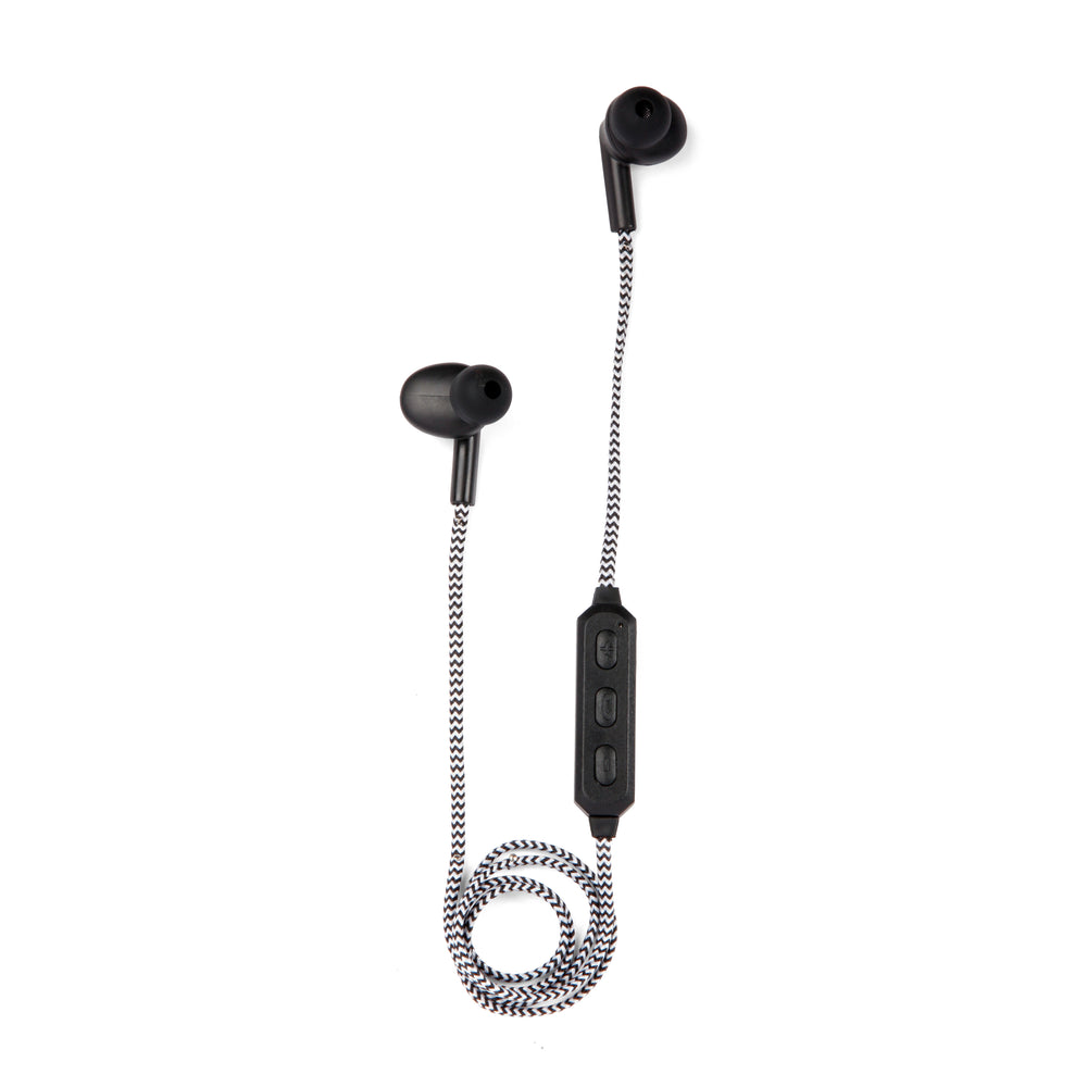 Black Cotton Braided Wireless Earbuds