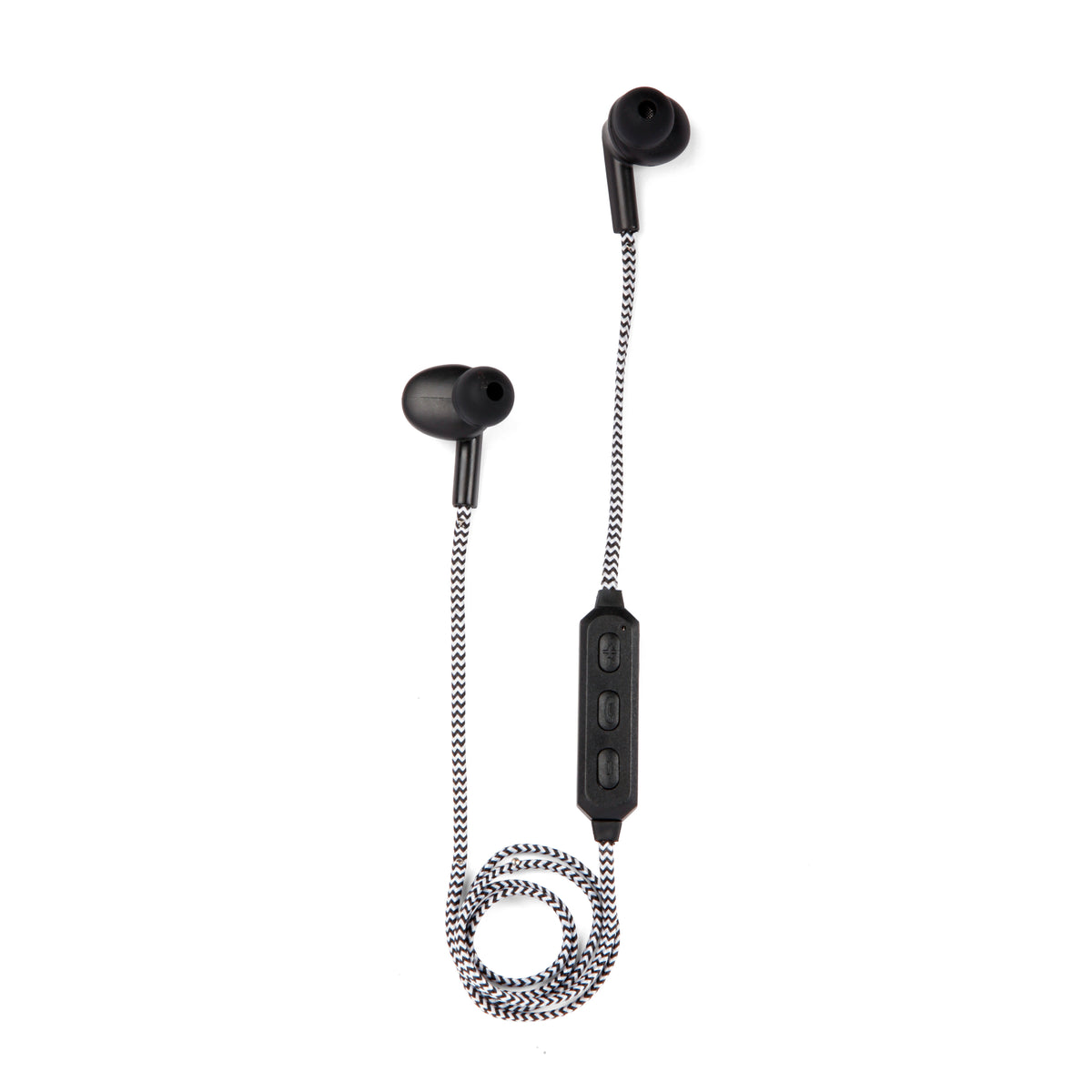 Black Cotton Braided Wireless Earbuds — Kikkerland B.V